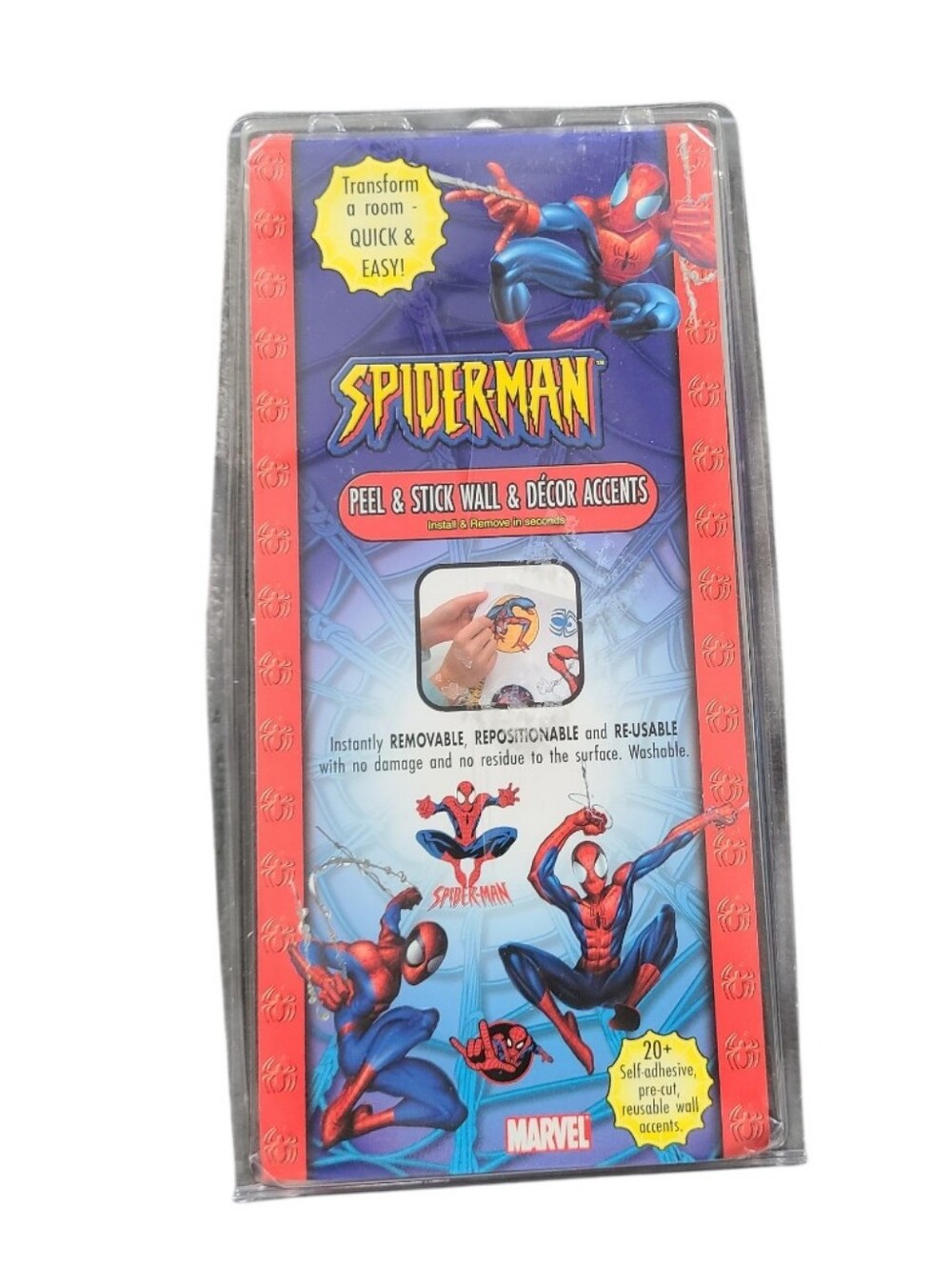 Marvel's Spiderman Peel & Stick Removable Wall Sticker Decals NIB